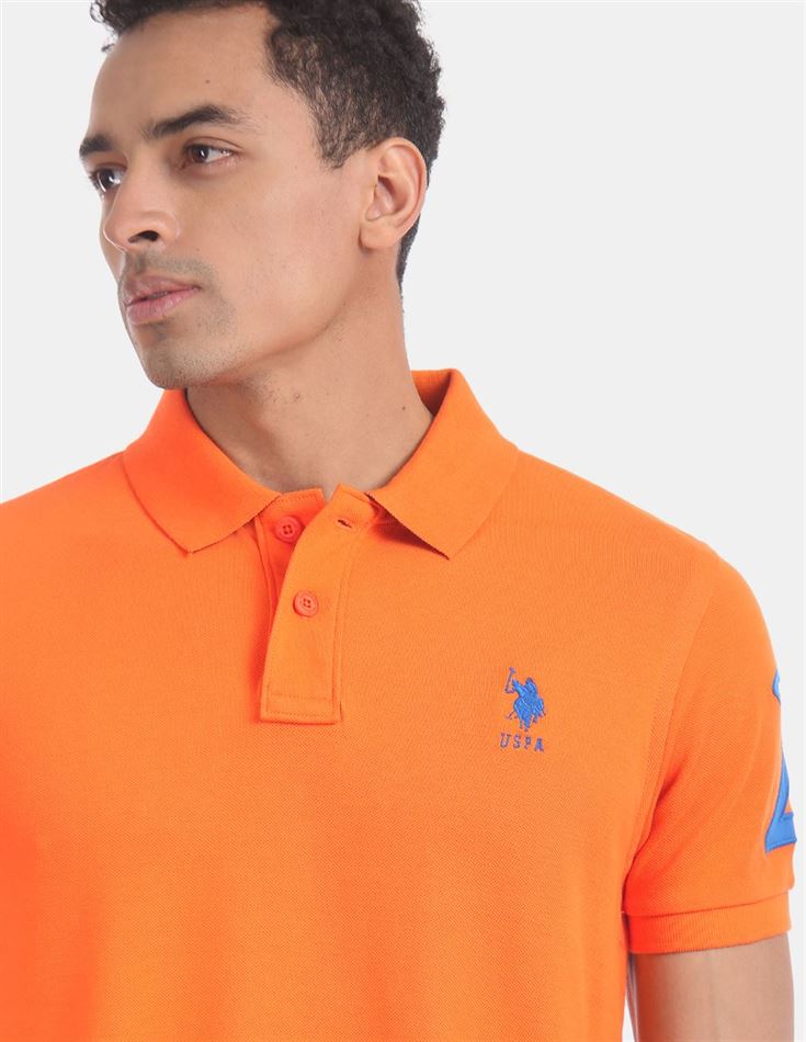 U.S.Polo Assn. Men Casual Wear Orange T-Shirt